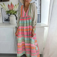 WW | Maxi-Kleid mit Langen Ärmeln und V-Ausschnitt