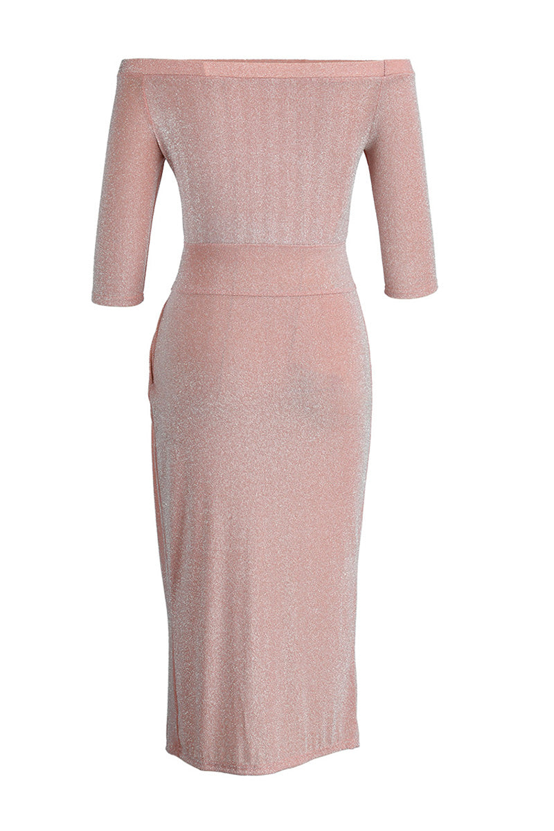 Hüfttuch mit Schlitzkragen Maxikleid