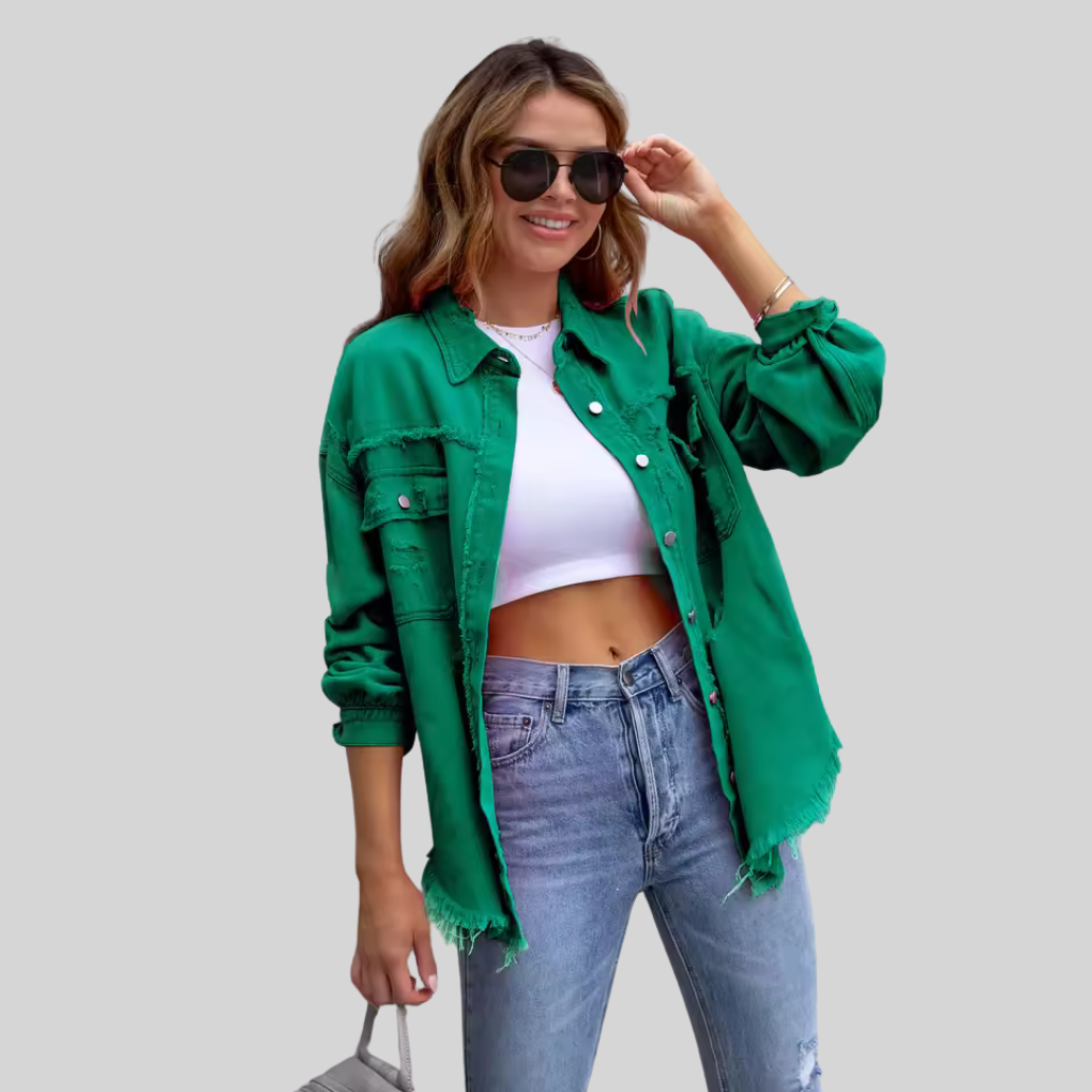 WW | Damen Fransen Jeanshemdjacke Trendy Und Bequem Für Frauen