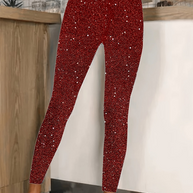 WW | Damen High Waist Pailletten Legging Glänzend & Komfortabel Für Frauen