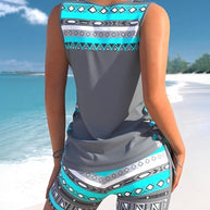 WW Tankini-Set | Sommerliches Tankini-Set mit geometrischem V-Ausschnitt