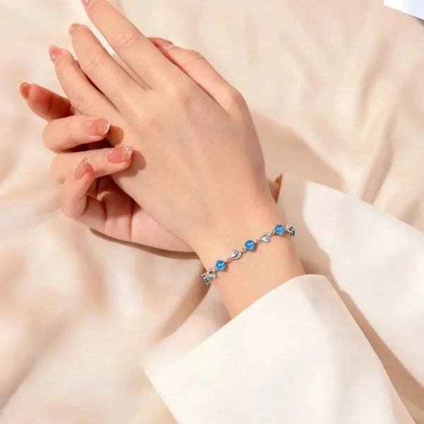 WW | 925 Sterling Silber Herzförmige Halskette Armband Satz Für Damen