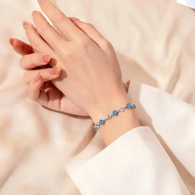 WW | 925 Sterling Silber Herzförmige Halskette Armband Satz Für Damen