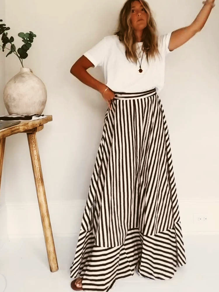 WW | Trägerloses Gestreiftes Maxikleid für Frauen