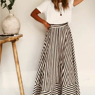 WW | Trägerloses Gestreiftes Maxikleid für Frauen