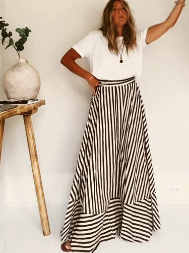 WW | Trägerloses Gestreiftes Maxikleid für Frauen