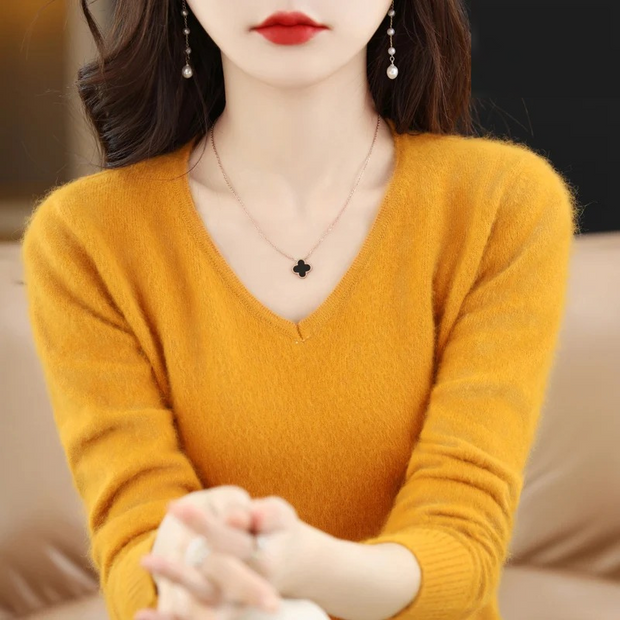 WW | Cashmere Pullover Damen V-ausschnitt Leichter und Weicher Strickpullover