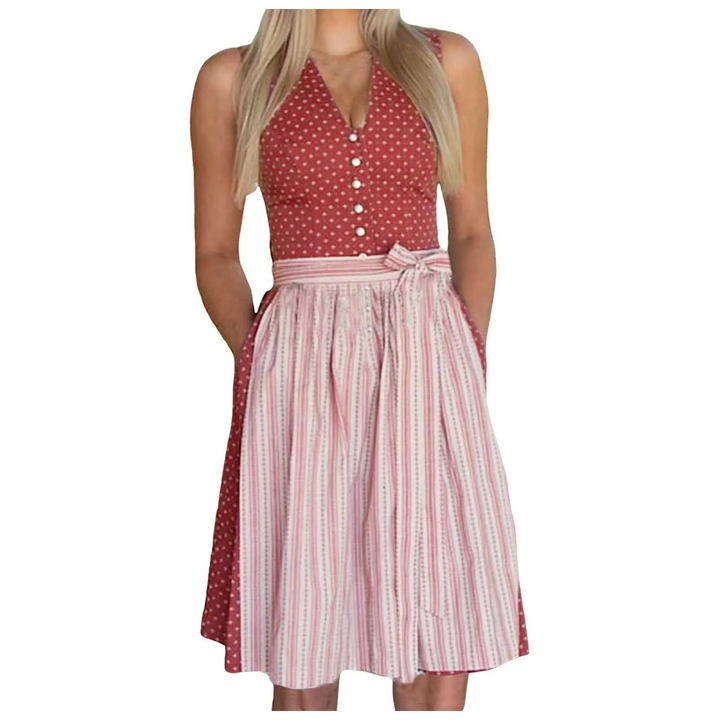 Damen traditionelles Outfit in Rot-Rosa