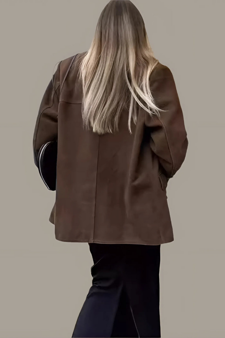 W&W Mode | Damen Wildleder Blazer Klassisch & Lässig Braune Frauenjacke