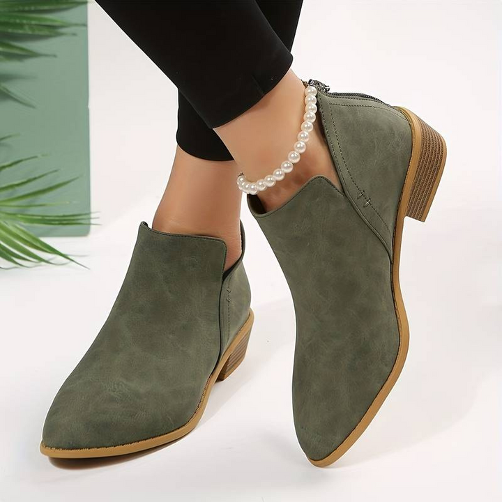 W&W Mode | Damen Elegante Knöchelstiefel Bequeme Leder Stiefeletten Für Frauen