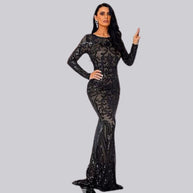 WW | Abendkleid mit langen Ärmeln und Pailletten