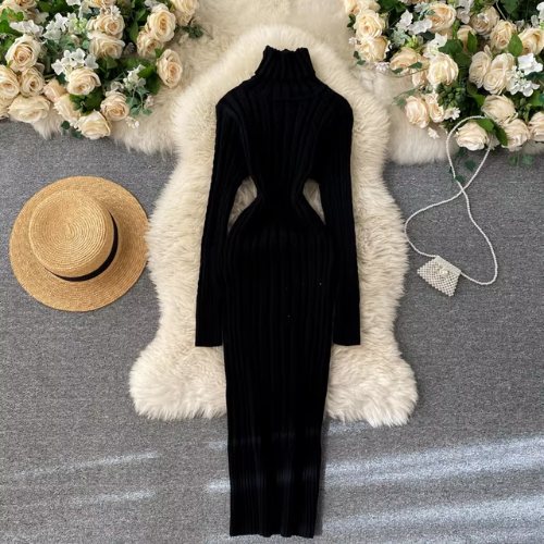 WW | Figurbetont Gestricktes Midi Kleid Mit Langen Ärmeln, Gestricktes Damen Kleid