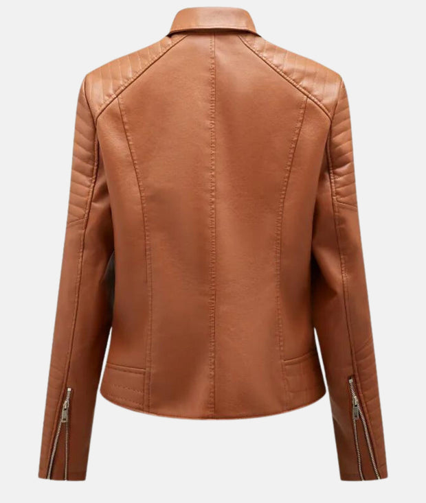 WW | Damen Lederjacke ohne Kapuze - Stilvolle Bikerjacke