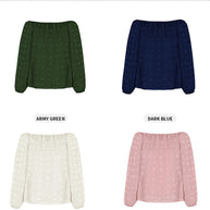WW | Off Shoulder Laterne Langärmeliges Rüschentop