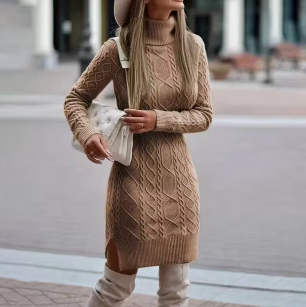WW – Gestricktes Rollkragen-Pulloverkleid