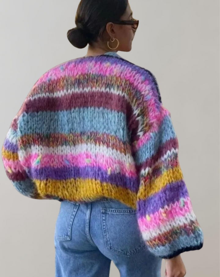 W&W Mode | Übergroße Und Bunte Strickjacke