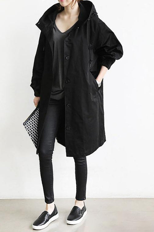 WW | Wasserdichter Trenchcoat mit Kapuze für Damen