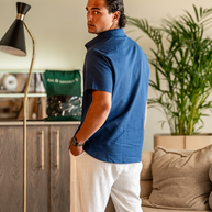 WW | Sommer Kurzarm Herren Leinenhemd Mit Brusttasche