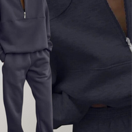 WW | teilige Fleece-Trainingsanzug-Set - stilvolle Damen-Zip-Up-Oberteil und Jogginghosen