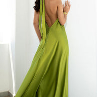 WW | Satin Halter Neck Maxi Dress für Frauen