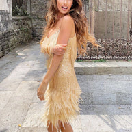 WW | Party-Ready - Kleid mit Federtasseln und Pailletten