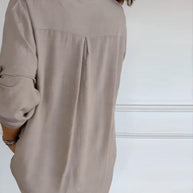 WW - Schicke Bluse mit Knopfleiste und Paillettenbesatz für Damen | Elegante Langarmbluse mit Paillettentasche