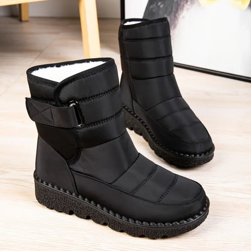 W&W Mode | schwarze isolierte Winterstiefel - warm, rutschfest, wasserdicht