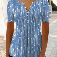 WW | Punkte-Muster T-Shirt mit V-Ausschnitt
