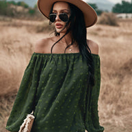 WW | Off Shoulder Laterne Langärmeliges Rüschentop