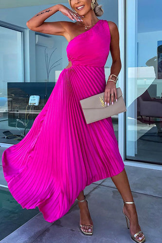 W&W Mode | Rosiedress Ein-Schulter Cut-Out Taille Unregelmäßig Plissiertes Abendkleid