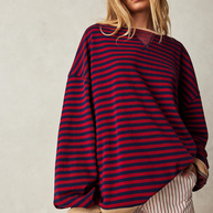 WW | Lässiges Gestreiftes Sweatshirt Mit Kontrastierenden Akzenten Für Damen