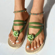 WW | Geflochtene Sandalen Mit Blumenverzierung