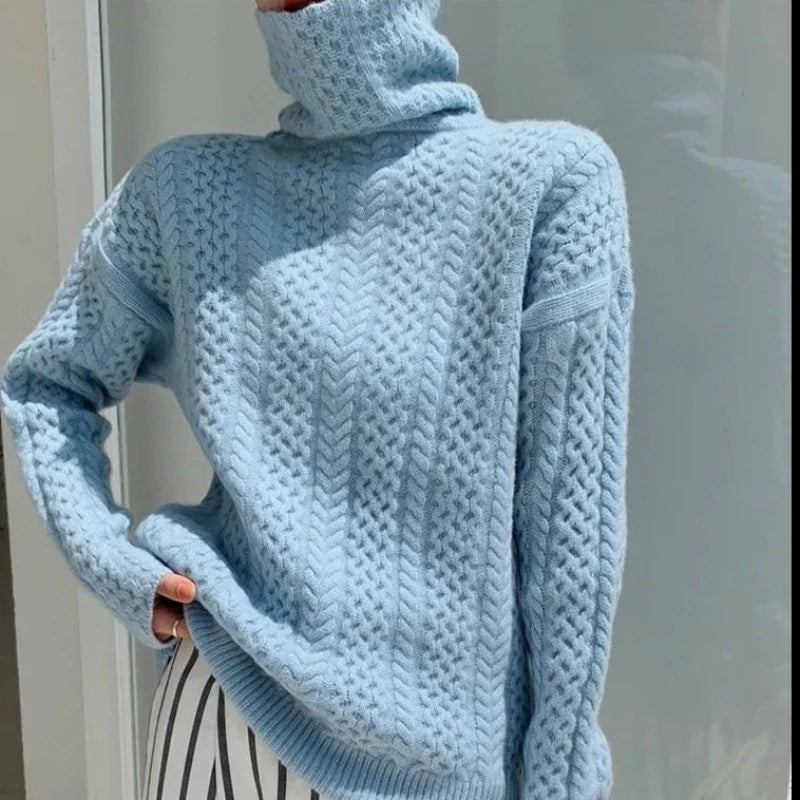 WW | Luxuriöser Kaschmir-Rollkragenpullover mit Karomuster