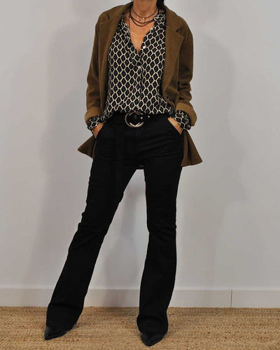 WW | Lässige Bluse mit Bienenstockmuster