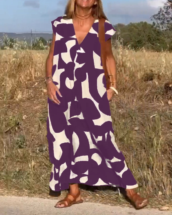 Amara™ - Maxikleid mit Print und V-Ausschnitt