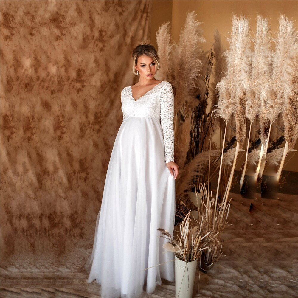 WW | Elegantes Spitzen-Maxikleid Für Schwangere