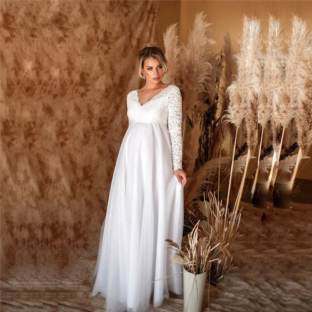 WW | Elegantes Spitzen-Maxikleid Für Schwangere