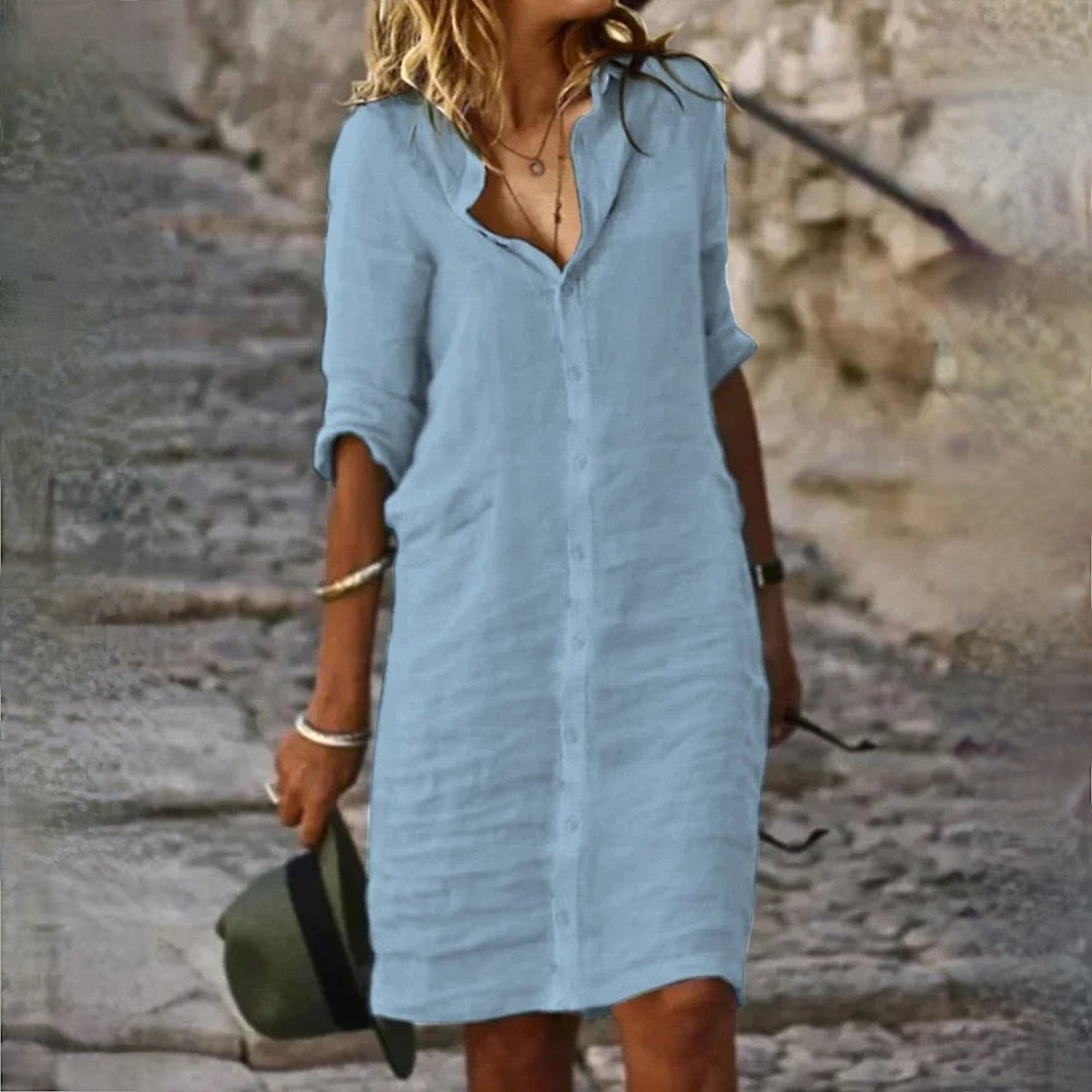 WW | Baumwolle Leinen Damen Kleid