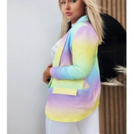 WW | Damen Ombre Offene Front Blazer, Lange Ärmel, Lässige Passform