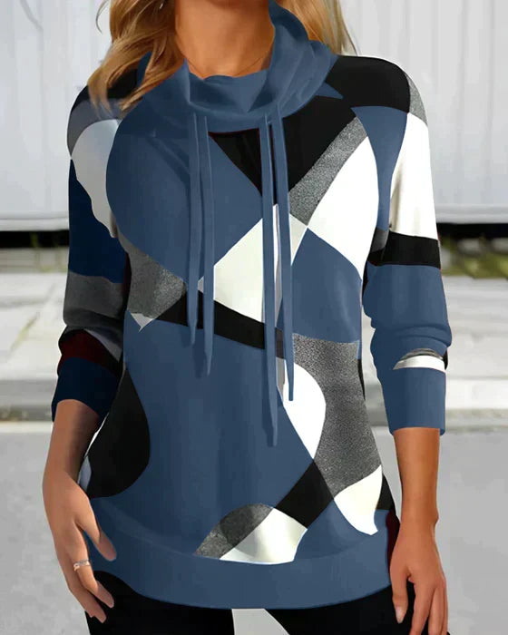 W&W Mode | Hoodie Mit Hohem Kragen Und Kontrastfarbe