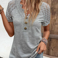 Specas™ - Woman T-Shirt mit kurzen Ärmeln und Spitze