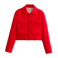 WW | Bomberjack Damen Kurzjacke mit Vier Fronttaschen und Minimalistischem Design