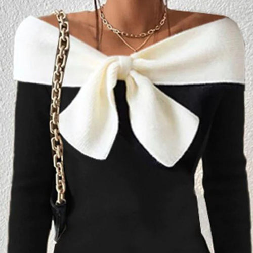 WW | Farbe Block Off the Shoulder Pullover