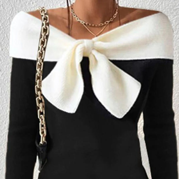 WW | Farbe Block Off the Shoulder Pullover