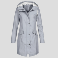 WW | Langer Regenmantel mit Kapuze und Taschen für Damen