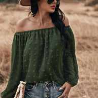 WW | Off Shoulder Laterne Langärmeliges Rüschentop