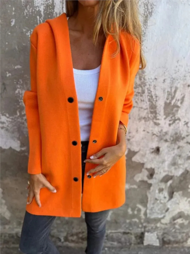 WW | Lange Strickjacken Für Damen Eleganter Strickjacke Mit Kapuze Und Knöpfen