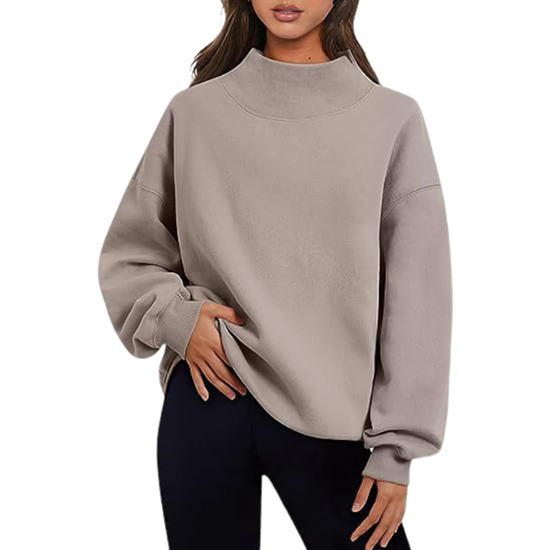 WW | Übergröße Hoher Kragen Damen Pullover Bequemer Lässig Stil