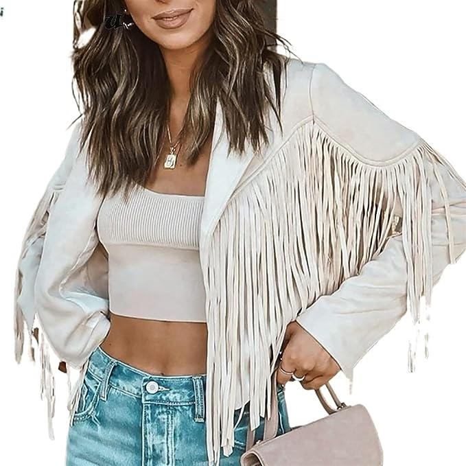 Wildlederjacke für Frauen mit Quastenbesatz