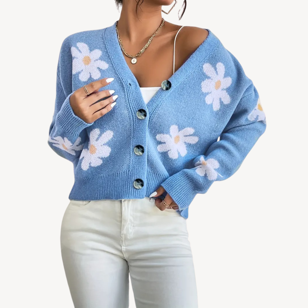 W&W Mode | Floral Button-Front Cardigan für Frauen